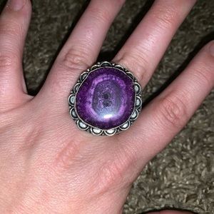 Purple Solar Quartz Ring